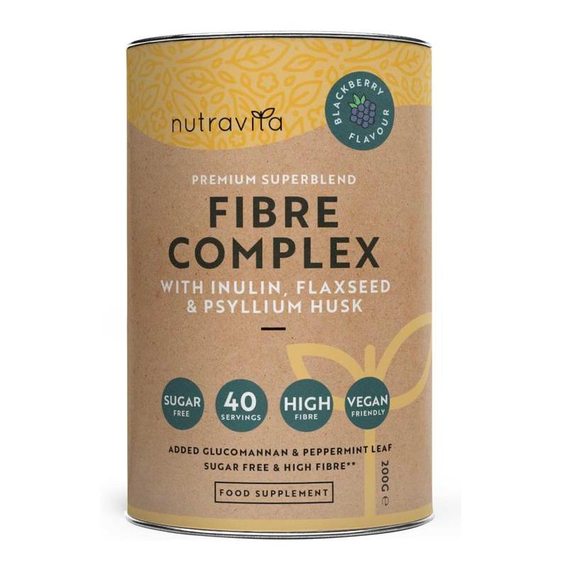 Nutravita Fibre Complex Powder - BlackBerry Flavour - อาหารเสริม Fibre มังสวิรัติระดับพรีเมียมพร้อมอ