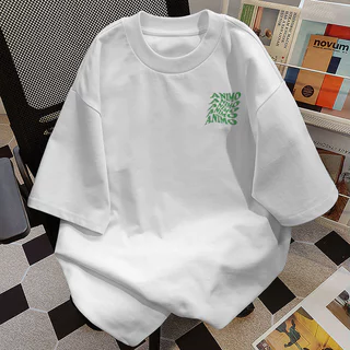 (ผ้าฝ้าย 100%) Luvoro 2026 เสื้อยืด Cotton oversize T-shirt unisex เสื้อยืดสีขาวและดำ ไซส์ใหญ่ รอบคอกลม จากผ้าฝ้ายแท้ 100% สำหรับทั้งผู้ชายและผู้หญิง C1858