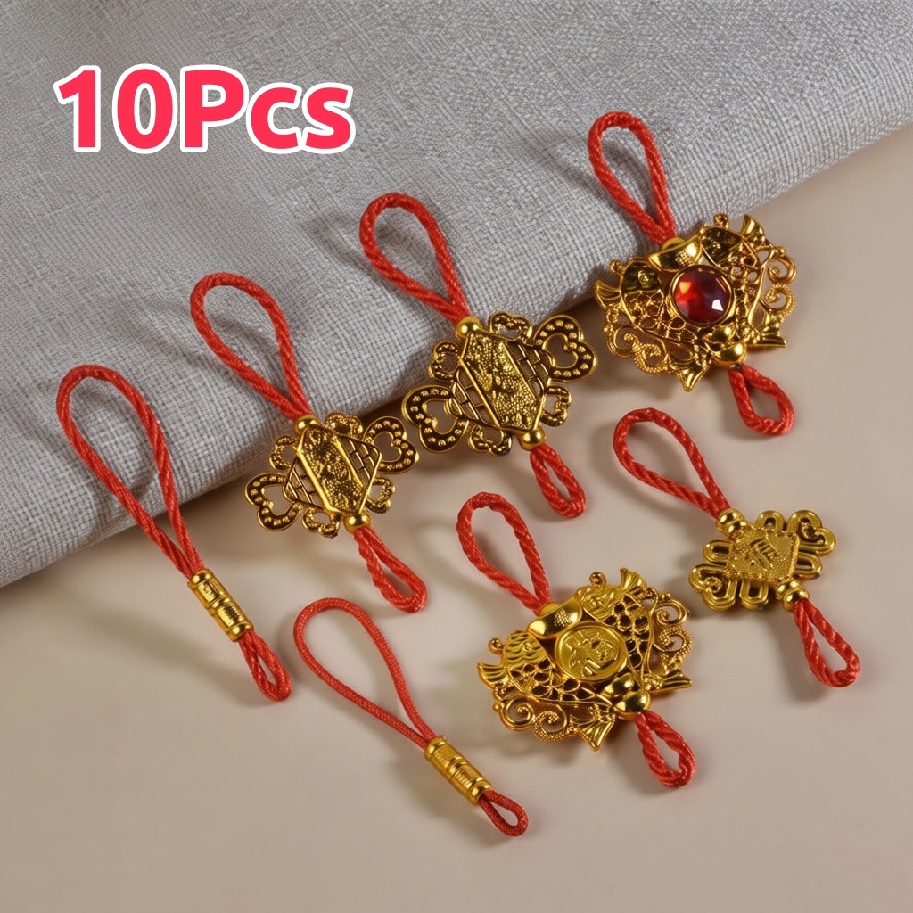 10 ชิ้นมาใหม่ Fu ตัวอักษรจีน Knot เชือกงานรื่นเริงโคมไฟแขวนอุปกรณ์ตกแต่งสําหรับ Home