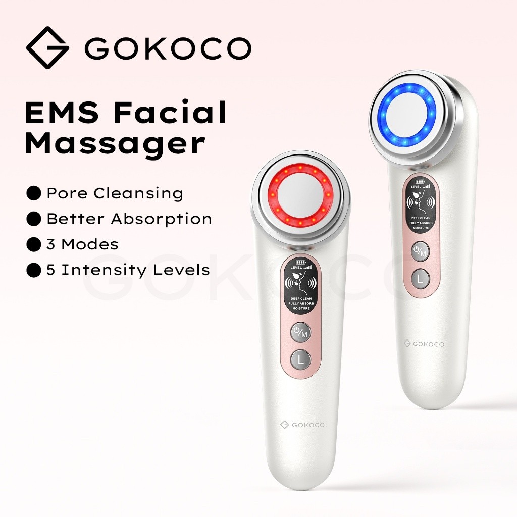 GOKOCO EMS เครื่องนวดหน้า LED Light Therapy การสั่นสะเทือนโซนิคไอออนต่อต้านริ้วรอย Skin Care อุปกรณ์ความงาม