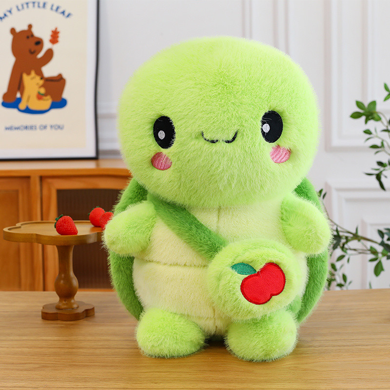 ของเล่นตุ๊กตาเต่าแอปเปิ้ลสีเขียวน่ารักสุดน่ารักเต่าน้อยการ์ตูนตุ๊กตาของขวัญวันเกิดสาว