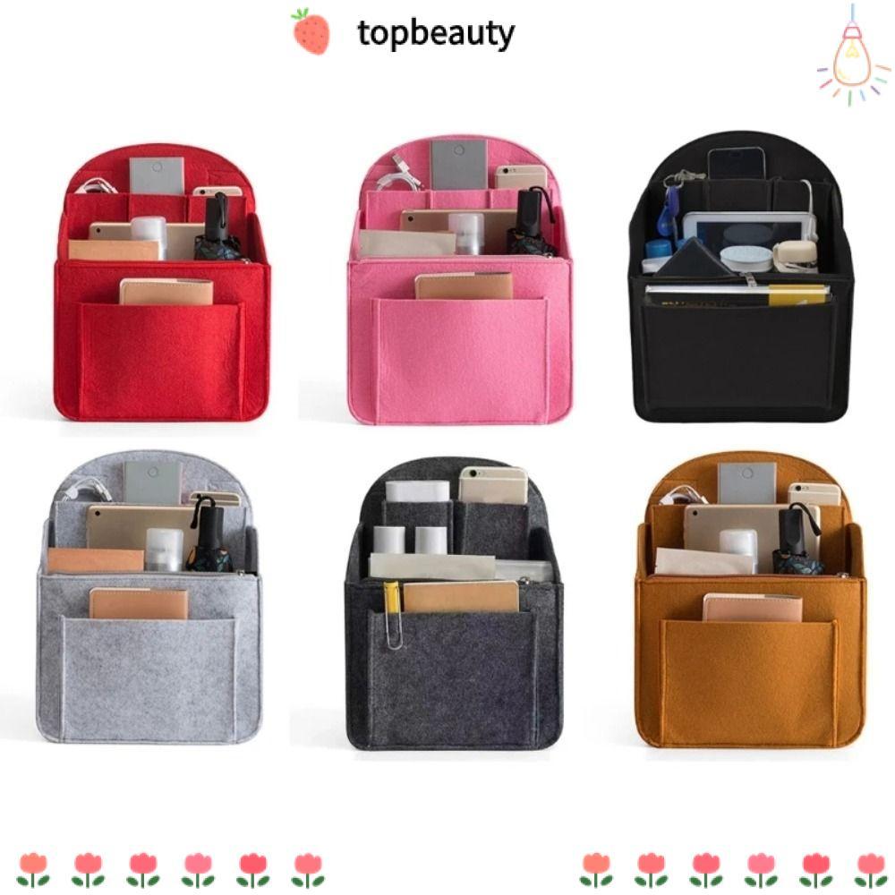 Topbeauty กระเป๋าเป้สะพายหลังใส่กระเป๋าใบเล็ก ผู้หญิงเดินทางภายในแบบพกพา พร้อมกระเป๋าเครื่องสําอางและที่จัดระเบียบเครื่องสําอาง
