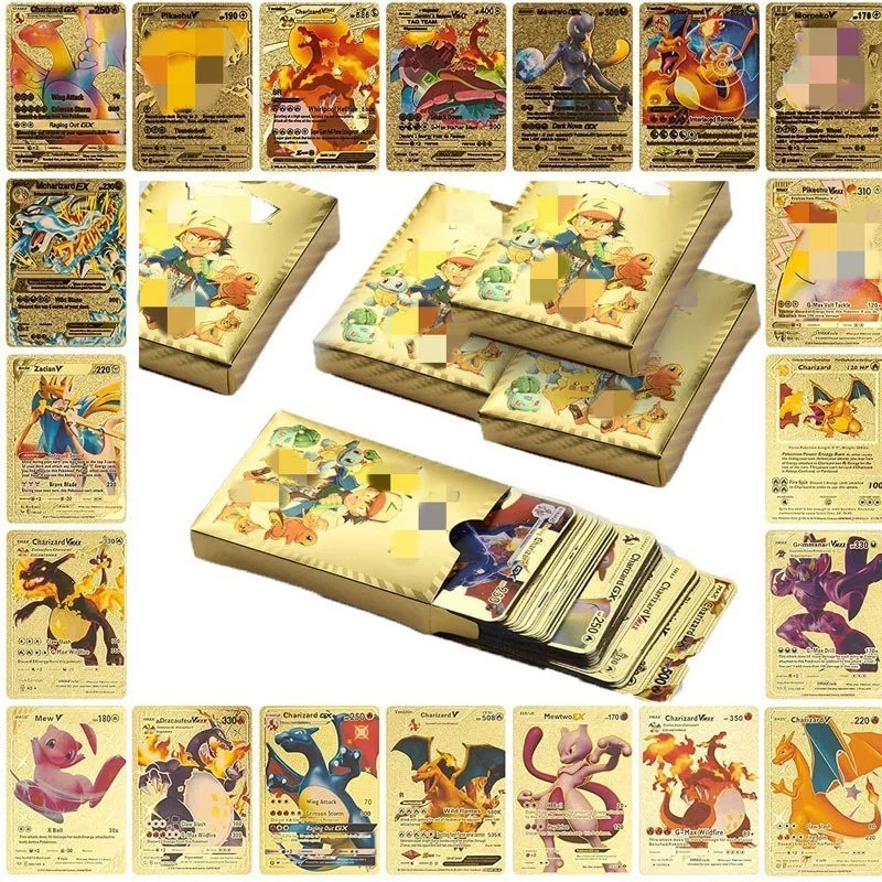 การ์ดโปเกมอนชุดการ์ดสะสมฟอยล์สีทองรุ่นภาษาอังกฤษสําหรับเด็กเกมสะสมกล่องของขวัญชุด thumbnail 7
