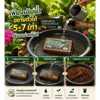 TinyBaan ขุยมะพร้าวอัดก้อน เกรดพรีเมียม (Coco Coir Brick) 100% ขุยมะพร้าวอัดก้อน สำหรับปลูกต้นไม้ พองตัวเร็ว