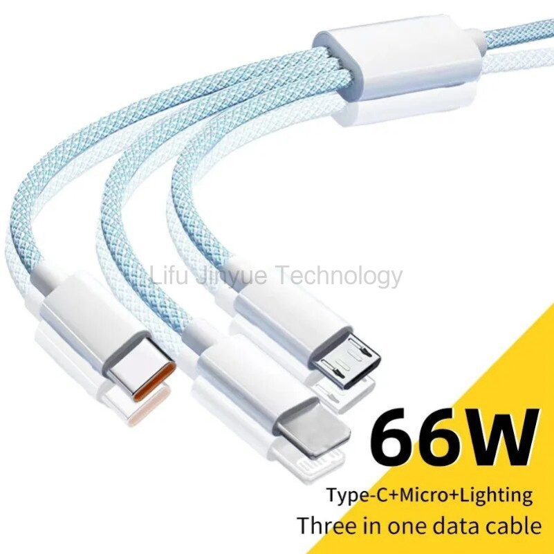 LKY5 6A 3 -In -1 usb type c cable fast charge สําหรับ Xiaomi 13 13Pro 13T 13TPro Samsung S25FE S25Ul