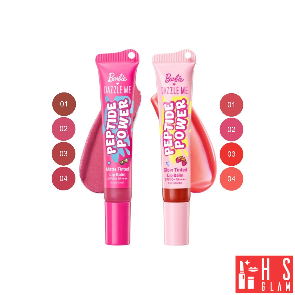 Barbie x DAZZLE ME Peptide Power Glow & Matte Tinted Lip Balm ลิปบาล์ม โกลว์ แมท ใช้ได้ทุกวัน SPF50+