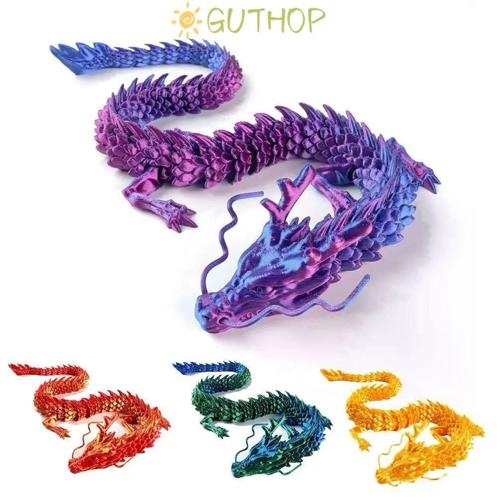 GUTHOP พิมพ์มังกร, Conjoined 45 ซม.หมุนได้ Articulated Dragon, Creative Movable Wings Full Body ข้อต่อ Fidget ของเล่นเด็กของขวัญวันเกิด