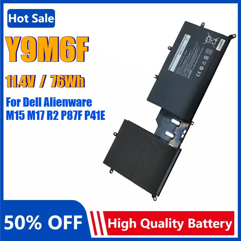 ใหม่ Y9M6F แบตเตอรี่แล็ปท็อปสําหรับ Dell Alienware M15 M17 R2 P87F P41E YM9KC 08K84Y ALW15M C7XD9 D4