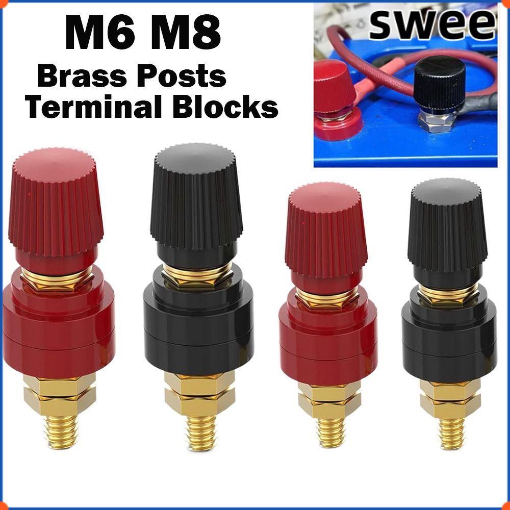SWEE Posts Terminal Blocks, Red Black Brass Binding Post Terminal, M6 M8 Binding Post