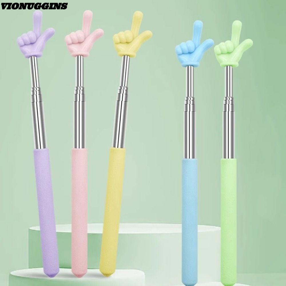VIONUGGINS การสอนตัวชี้,การออกแบบนิ้วสแตนเลสแท่งอ่านนิ้ว,คุณภาพสูงTelescopic Rodห้องเรียนFinger Pointerเครื่องมือการสอน