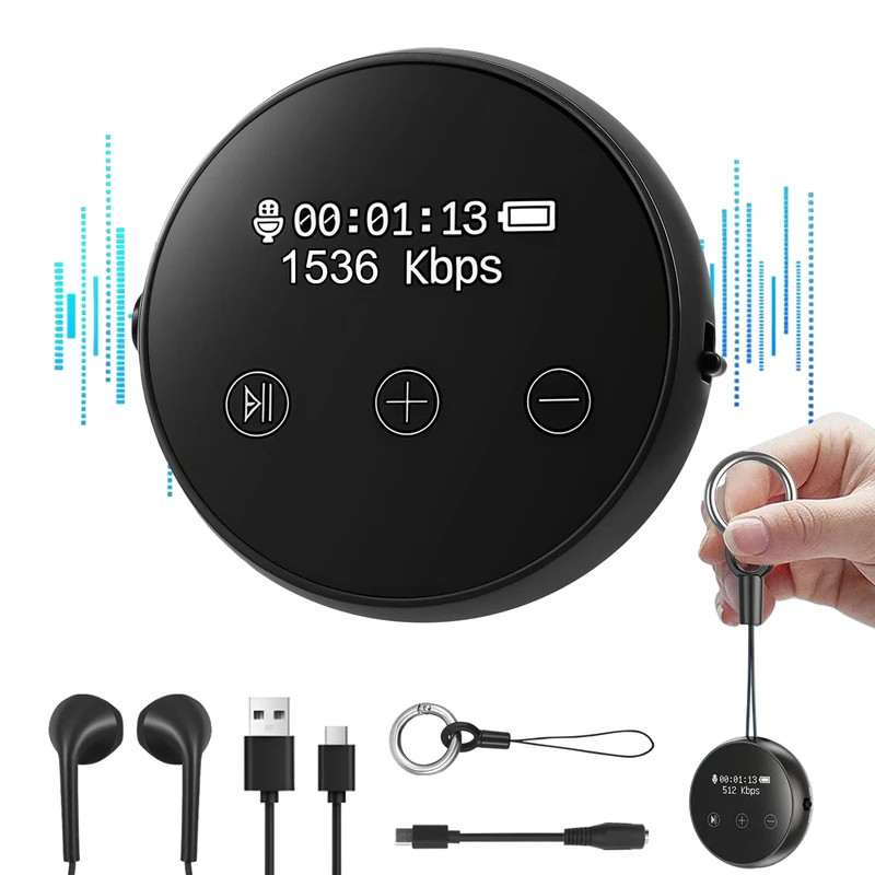 เครื่องบันทึกเสียงมินิ 3072 Kbps พร้อมลดเสียงรบกวน 3 ระดับ ใช้งานได้นาน 800 ชั่วโมง ความจุ 64G
