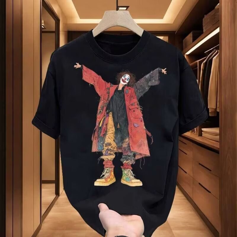 20262025เสื้อยืดแขนสั้นสไตล์ใหม่ผู้ชาย ins Street Wear ยุโรปอเมริกันสไตล์ฮิปฮอปรอบคอ Bottoming เสื้อ