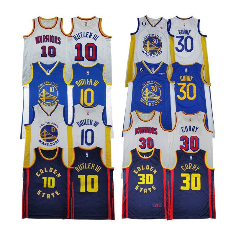 เสื้อยืดทีมWarriors ลายCurry 10 และButler ปักชื่อ สำหรับชมเกมส์หรือนำมาสวมใส่เล่นบาสเกตบอล
