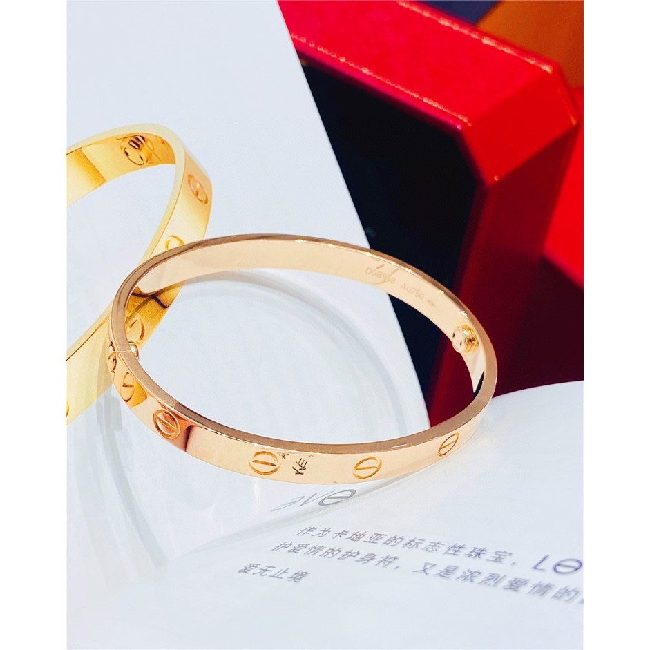 ชั้นวางของมือสอง ของแท้ Cartier Cartier No. 17 love Series Au750 Rose Gold Wide Version Bracelet