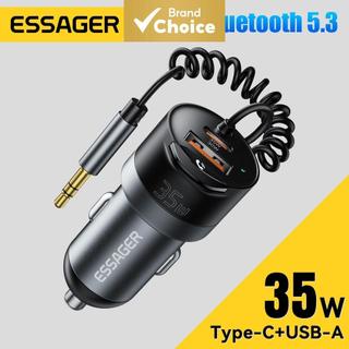 Essager อะแดปเตอร์ชาร์จบลูทูธ 5.3 สําหรับรถยนต์ 3.5 มม. AUX PD35W QC30W ชาร์จเร็วสําหรับ iPhone 16 15 Pro Huawei Xiaomi Samsung iPad