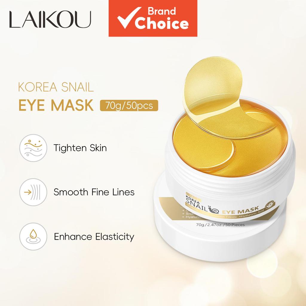 LAIKOU โกลด์สเนลอายมาส์ก มาสก์ตาต่อต้านริ้วรอย ลดเลือนริ้วรอยและรอยคล้ําใต้ตา 50 ชิ้น