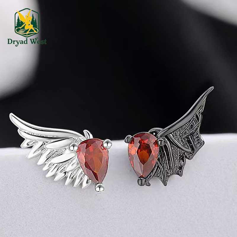 Dryad ต่างหูปีกเทวดา สไตล์กอธิค เพชรเดี่ยว ดีไซน์เอกลักษณ์