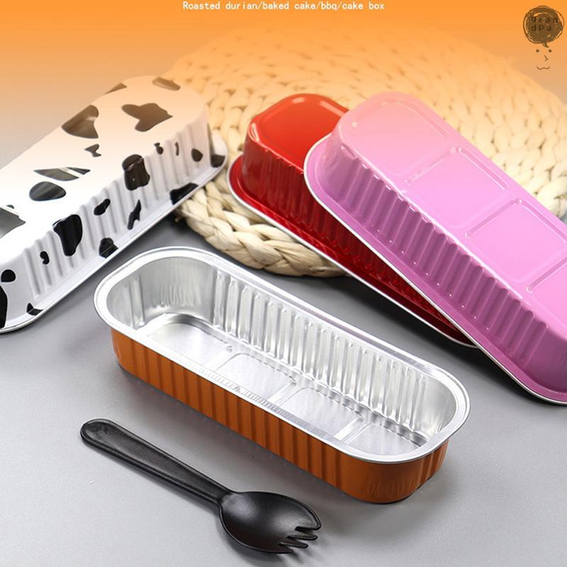 [GR] 10 ชิ้น 200 มิลลิลิตรอลูมิเนียมฟอยล์เบเกอรี่เค้กกล่องสี่เหลี่ยมดีบุก Cupcake ถาดอบพุดดิ้งกล่องช