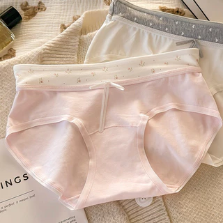 🍥กางเกงชั้นในผู้หญิง ผ้าฝ้ายแท้ ไซส์ M-2XL ระบายอากาศได้ดี อ่อนโยนต่อผิว นุ่มสบาย ดีไซน์เป้ายาวพิเศษ ไม่บีบก้น มี 5 สี