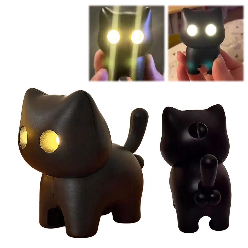 BANDOLERA Glowing Cat Pendent, Luminous Screaming Black Cat Sounding พวงกุญแจ, Creative Stress Relie