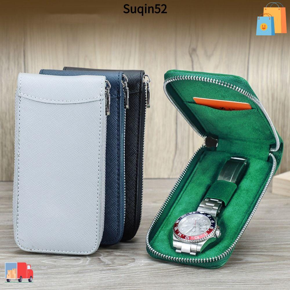 SUQIN52 กระเป๋าใส่นาฬิกา, หนังแท้หรูหรานาฬิกาเก็บ,พร้อมช่องใส่การ์ด Premium Vintage Single Slot Watc