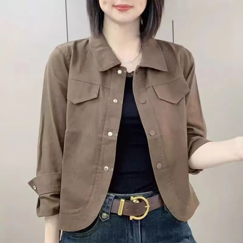 ผู้หญิงอินเทรนด์สลิมฟิตคาร์ดิแกนสไตล์แบ่งชั้นแจ็คเก็ตแฟชั่นอเนกประสงค์ด้านบนเก๋แจ๊กเก็ต