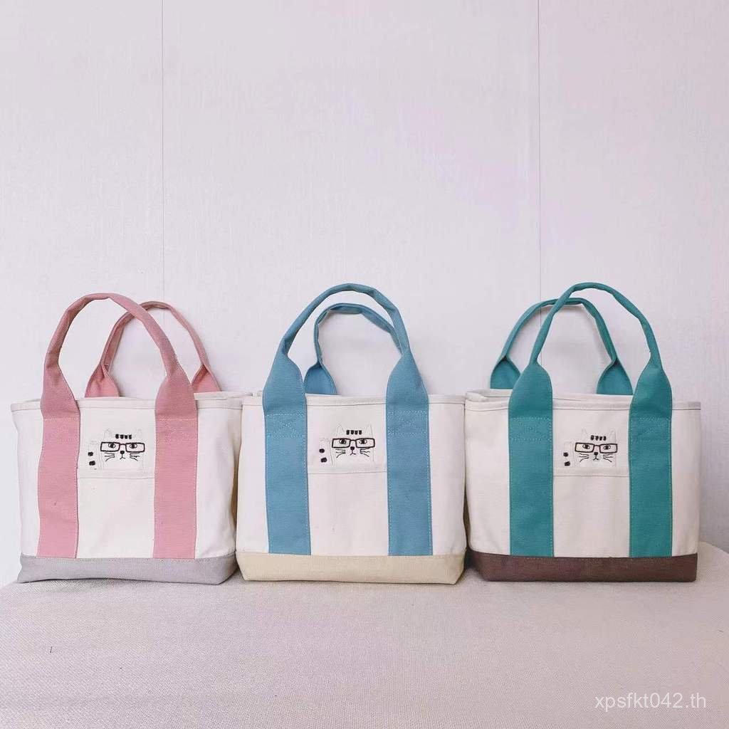 KUSUGURU Commuter กระเป๋าถือ Cat Shopping Tote Bag กระเป๋าถือญี่ปุ่นกล่องอาหารกลางวันกระเป๋าช้อปปิ้ง