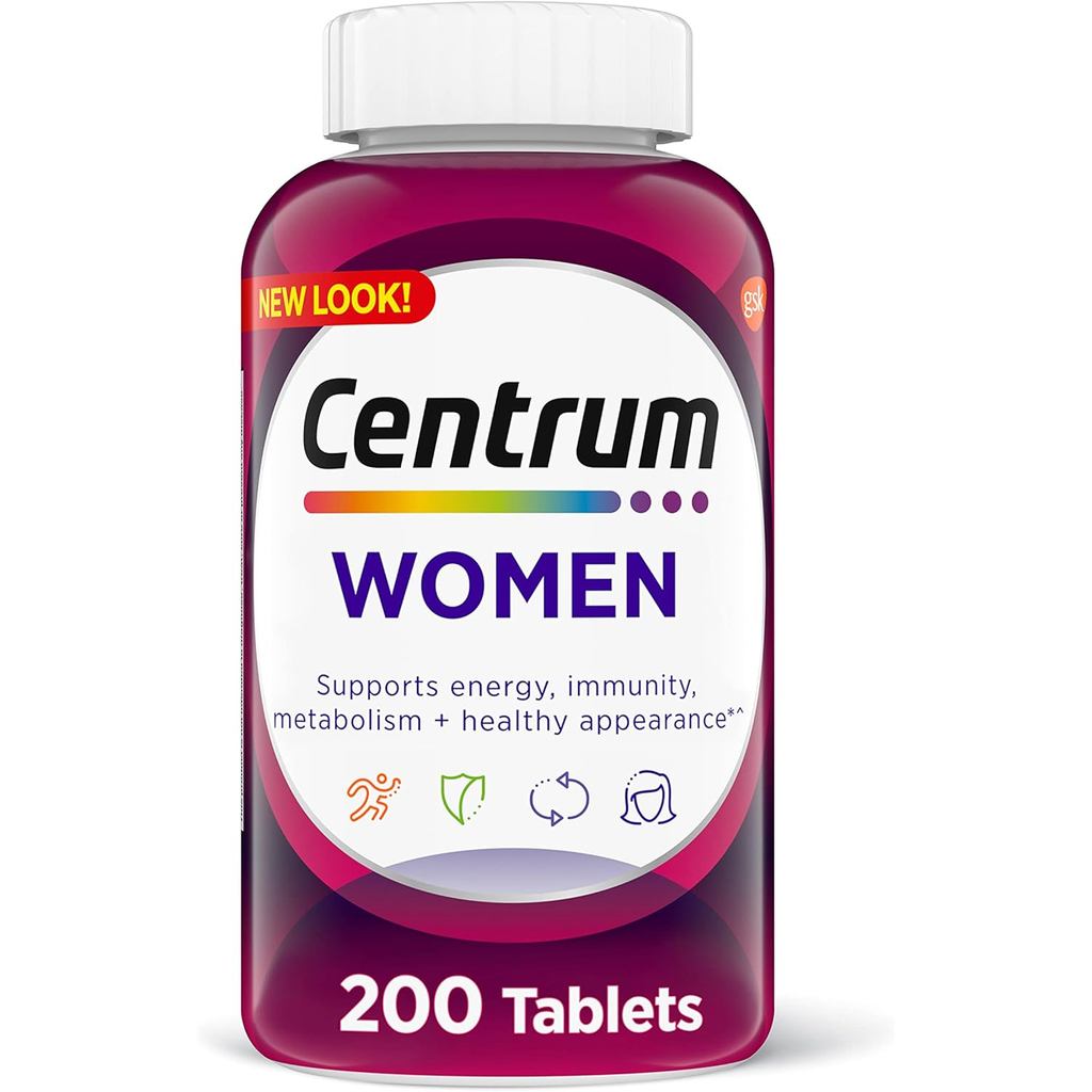 Centrum Multivitamin Tablet for Women, Multivitamin/Multimineral อาหารเสริมธาตุเหล็ก, วิตามิน D3, B 