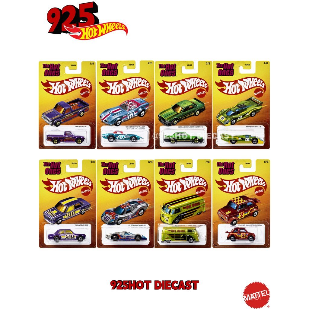 HOT WHEELS The Hot Ones Mazda REPU 69 Corvette Racer Nissan Skyline RS (KDR30)	Porsche 917 LH Fiat 5