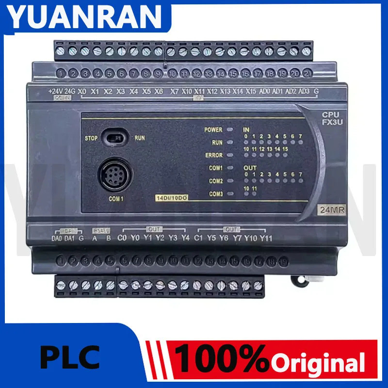 Xueqing FX3U 14/20/24/32/40/60 MR/MT 0-10V อินพุตอะนาล็อก RS485 MODBUS รีเลย์ทรานซิสเตอร์เอาต์พุต