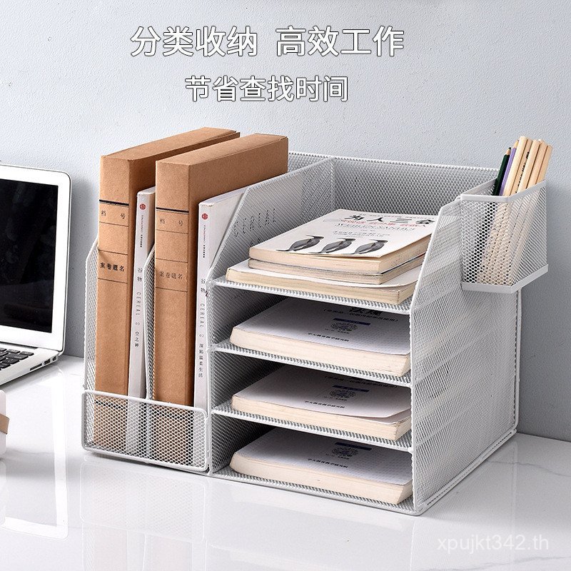 ชั้นวางหนังสือหลายชั้นกล่องแฟ้มหนังสือข้อมูลชั้นวางแฟ้มเรียงลําดับหนามัลติฟังก์ชั่สํานักงานตะกร้ากล่