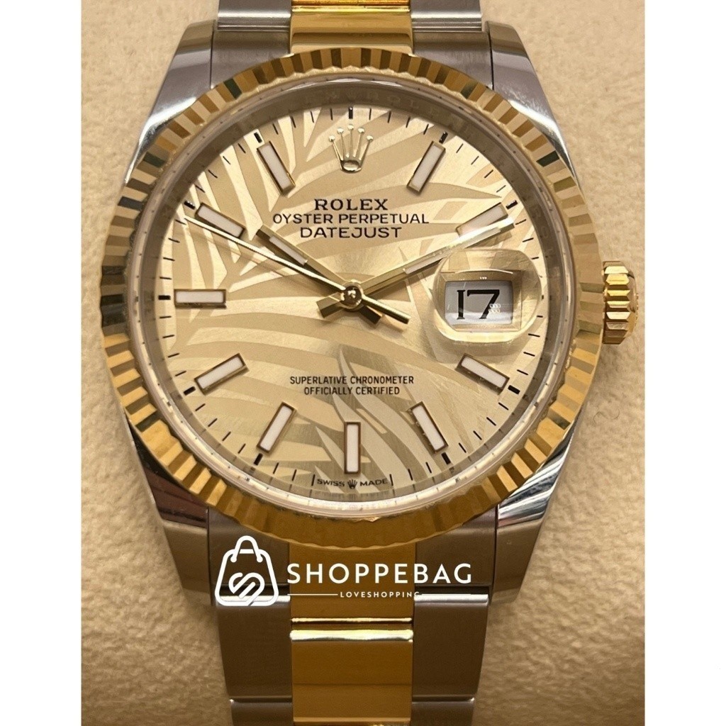 Rolex DateJust 36 ref 126233 ในหน้าปัดลายปาล์มสีทอง