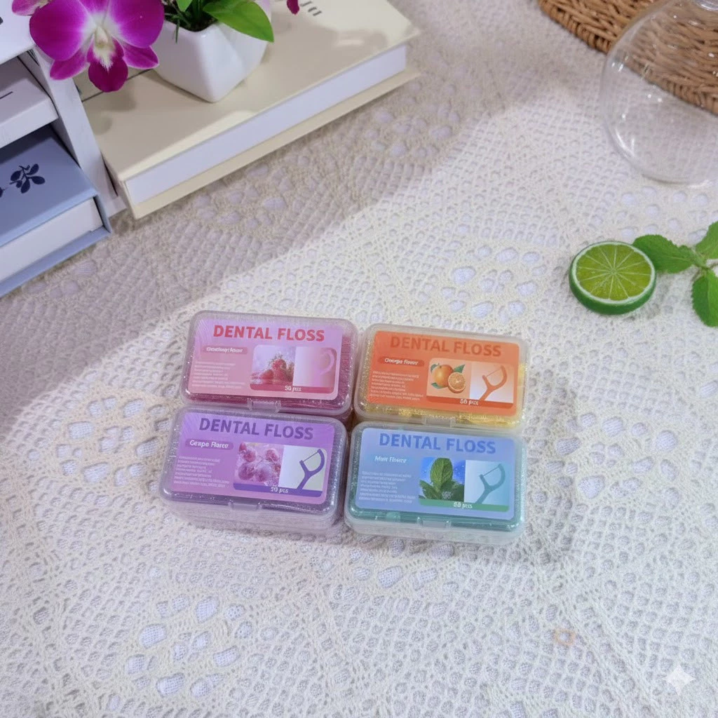 ไหมขัดฟัน กล่องละ 50 ชิ้น รสสตรอว์เบอร์รี่ องุ่น ส้ม และมิ้นต์ หอมสดชื่น ใช้ง่าย YS06