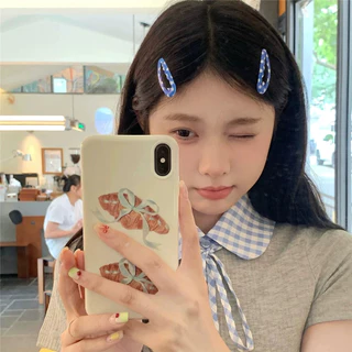 กิ๊บผมสีสดใสลายสก๊อต พื้นฐานเรซิ่น พร้อม BB clip และหัวใจรูปหยดน้ำ สำหรับเด็กและวัยรุ่น