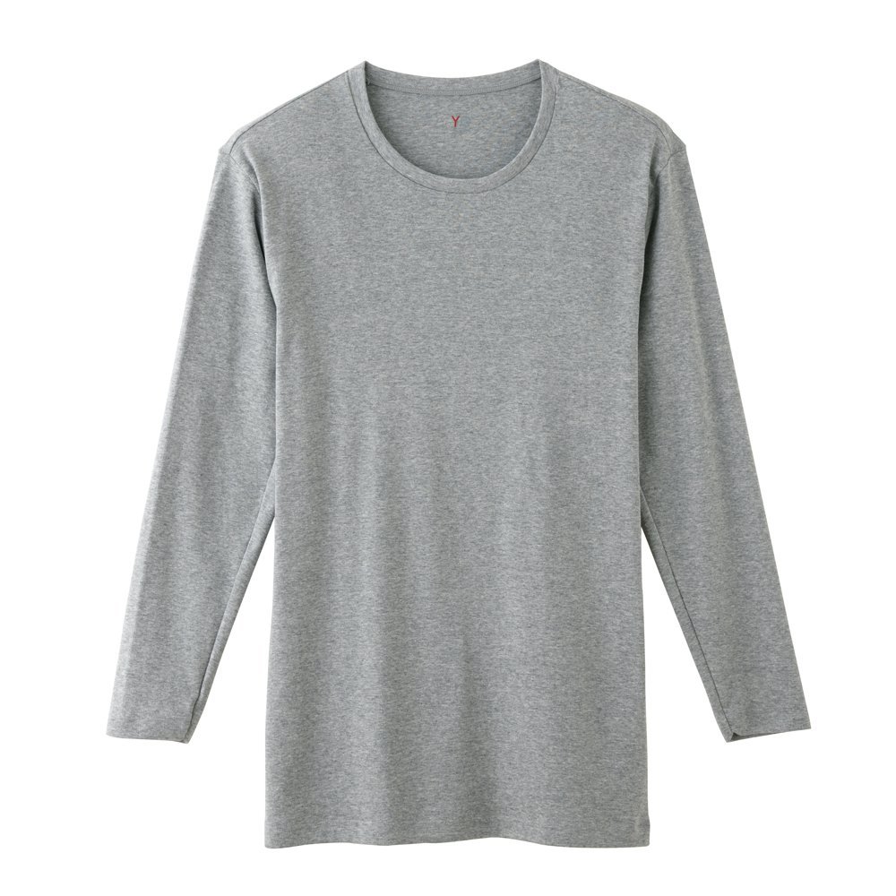 Gunze Inner Shirt YG 100% Cotton Crewneck Long Sleeve YV0011N Men's (NEW) Gray-Mok L