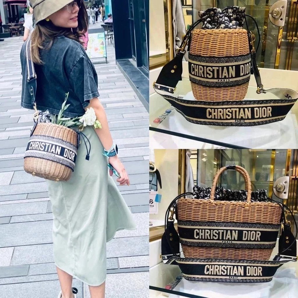 DIOR กระเป๋าสานฟางสำหรับฤดูร้อน ออกแบบมาในสไตล์ใหม่ สามารถสะพายข้างได้อย่างสะดวก
