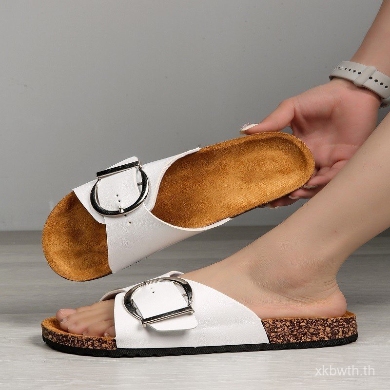 รองเท้าแตะ BOKEN สำหรับผู้หญิง แบบหัวเข็มขัดเดียว จากวัสดุ Cork