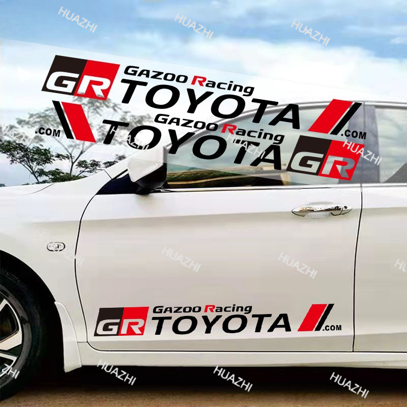 ZC 2 ชิ้น Toyota GR สติกเกอร์รถประตูอัตโนมัติด้านข้าง Body Decor Decals Anti-scratch ฝาครอบรอยขีดข่ว
