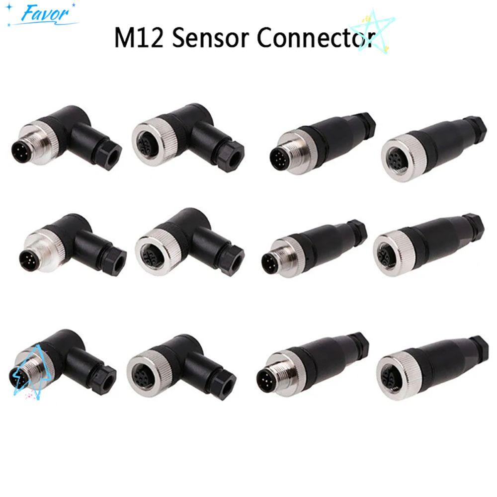 FAVOR M12 Sensor Connector, Connector 4 5 8 Pin M12 ปลั๊กการบิน,ประเภทเซนเซอร์ขั้วต่อสาย M12 เซ็นเซอ