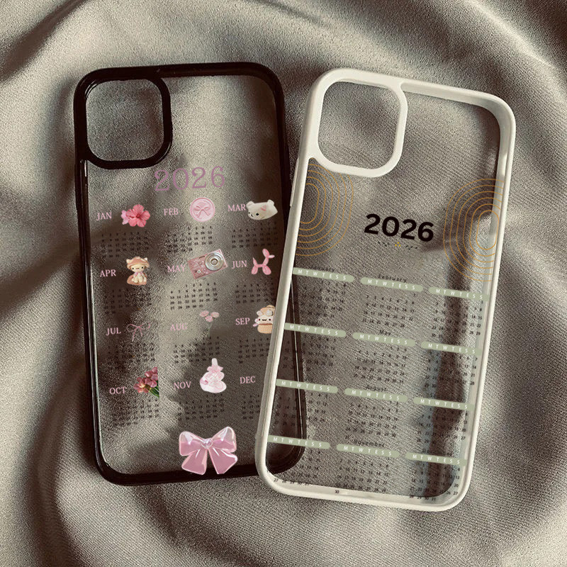 ปลอกเข้ากันได้สําหรับiPhone 17 16 11 12 13 14 15 Pro MaxสําหรับiPhone 16e XR X XS Max 7 8 Plus SE2020 2022 ส่วนบุคคลปฏิทินสําหรับ2026 อะคริลิคClearกันกระแทก