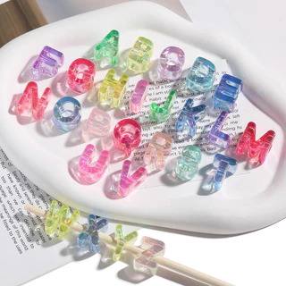 St.kunkka 5 ชิ้น ลูกปัดตัวอักษร A-Z อะคริลิก รูใหญ่ DIY งานฝีมือ (สีทึบ/เคลือบ UV/โปร่งใส) สำหรับทำสร้อยคอ สร้อยข้อมือ