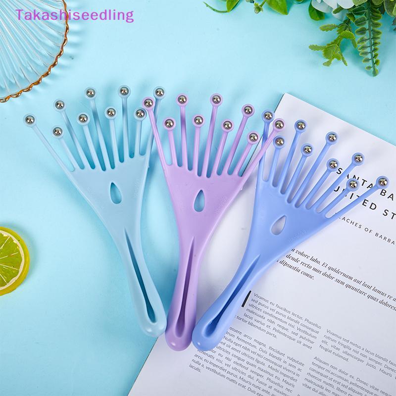 (Takashiseedling) Head Massager Scalp Ne Comb Roller Five Finger 9 Claws Steel Ball Hand Held Relax 