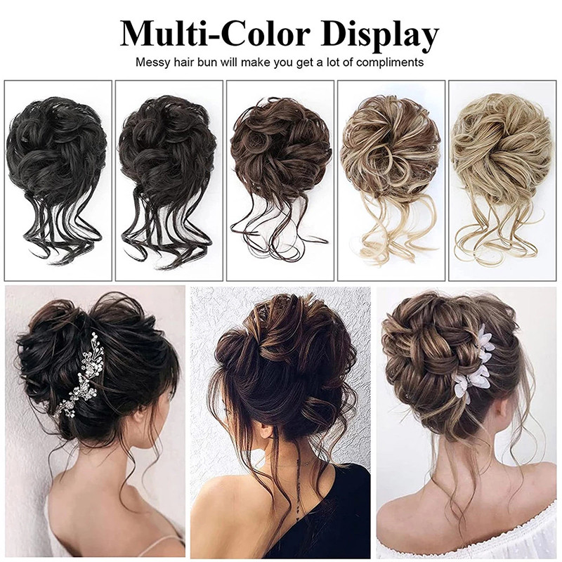 Messy Chignon Curly Hair Bands Bun Hairpiece รูปที่ 4