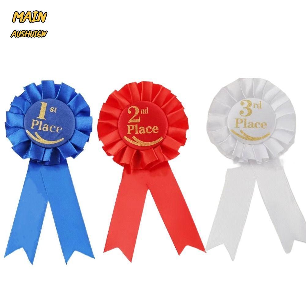 MAINAUSHUI6W Rosette Ribbon, Blue,Red,White Recognition Ribbons Award Set, Ribbon 1st 2nd 3rd Place