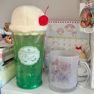 Snoopy Limited กล่องดินสอ pvc Melon Soda ญี่ปุ่นน่ารักถ้วยขนมกระเป๋าเครื่องสําอางความจุขนาดใหญ่