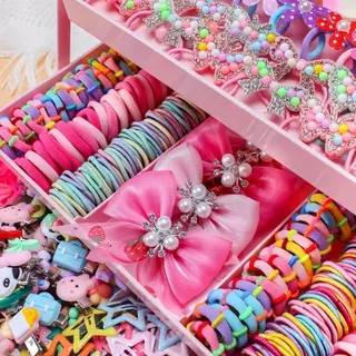 ชุดอุปกรณ์ทำผมเด็ก ยืดหยุ่นสูง ไม่เจ็บผม สีสันสวยงาม สำหรับเจ้าหญิง ของขวัญเด็กผู้หญิง