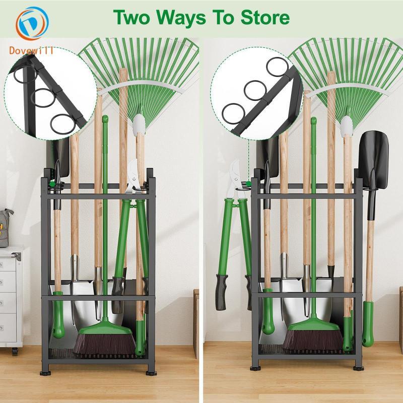 [Dovewill] Garden Tool Organizer Utility Rack, Stable Mobile Mop and Broom Holder, Storage Rack for 