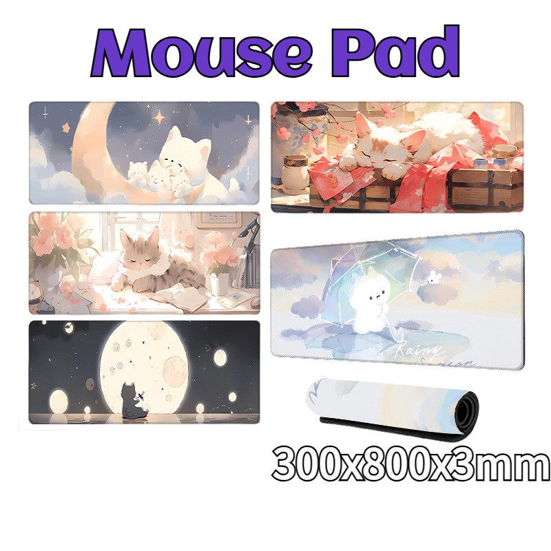 แผ่นรองเมาส์ ลายน้องปุยเมฆ งานเย็บขอบ ขนาดใหญ่ 800 x 300 x 3 มม. แผ่นรองเมาส์ขนาดใหญ่