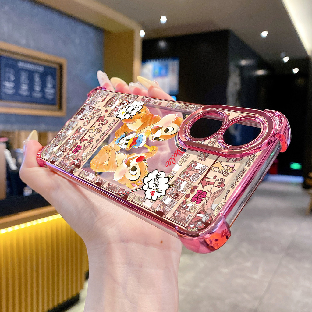 เข้ากันได้กับ OPPO A40 A3X A2 A5 Pro A60 A18 A38 A57 4G A58 5G ชิป n Dale Clear ชุบกรณี Anti Drop Co