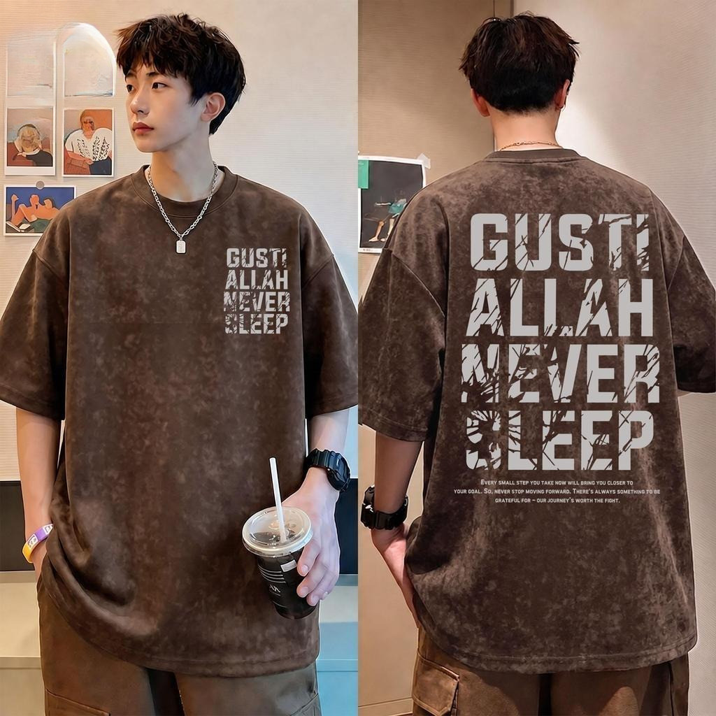 🌷ChillTee🌷เสื้อยืด oversize cotton เสื้อแฟชั่น คอกลม แขนสั้น พิมพ์ลาย 'GUSTI ALLAH' สไตล์ลำลอง ใส่สบาย S-3XL